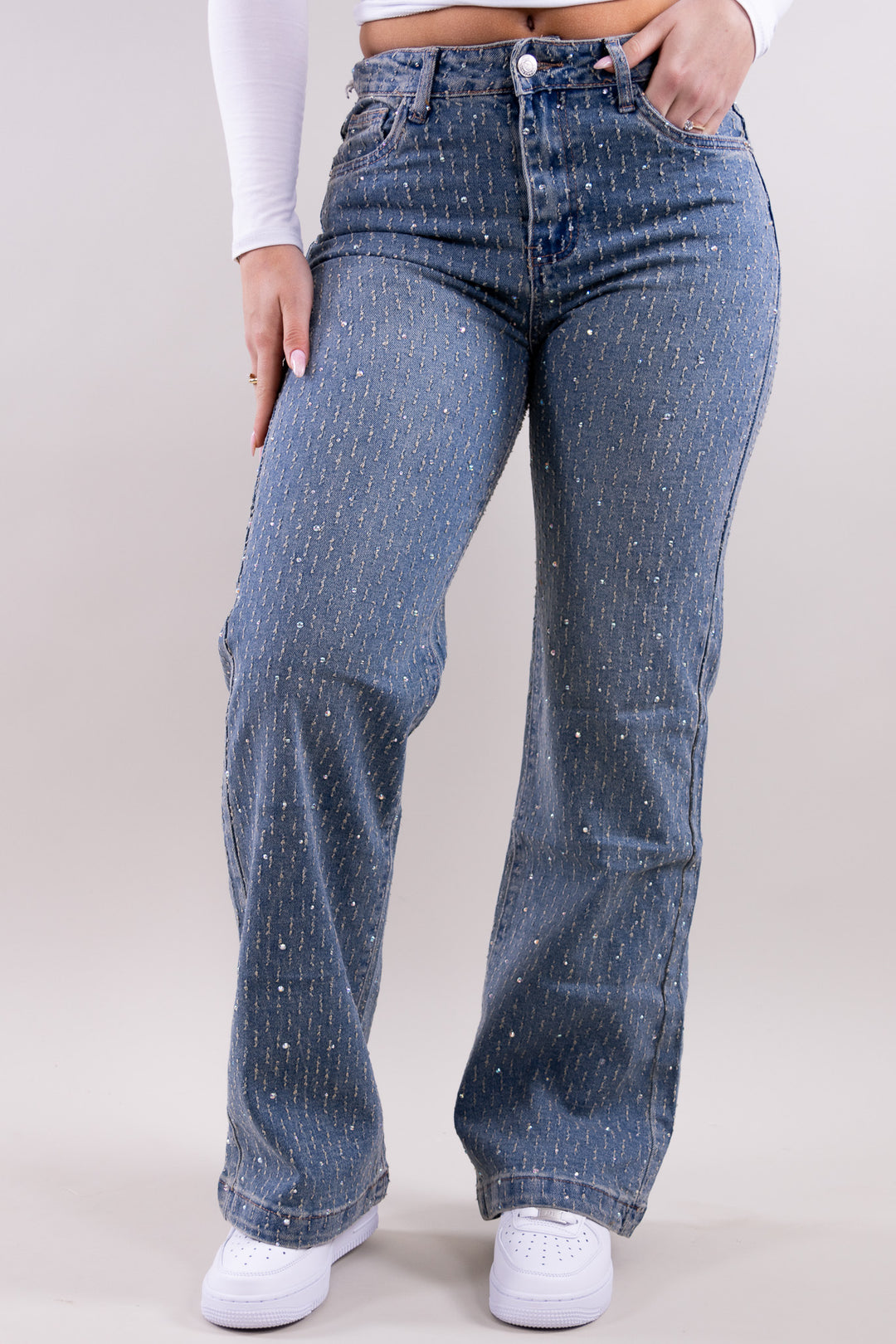 Grace rhinestone jeans - no stretch