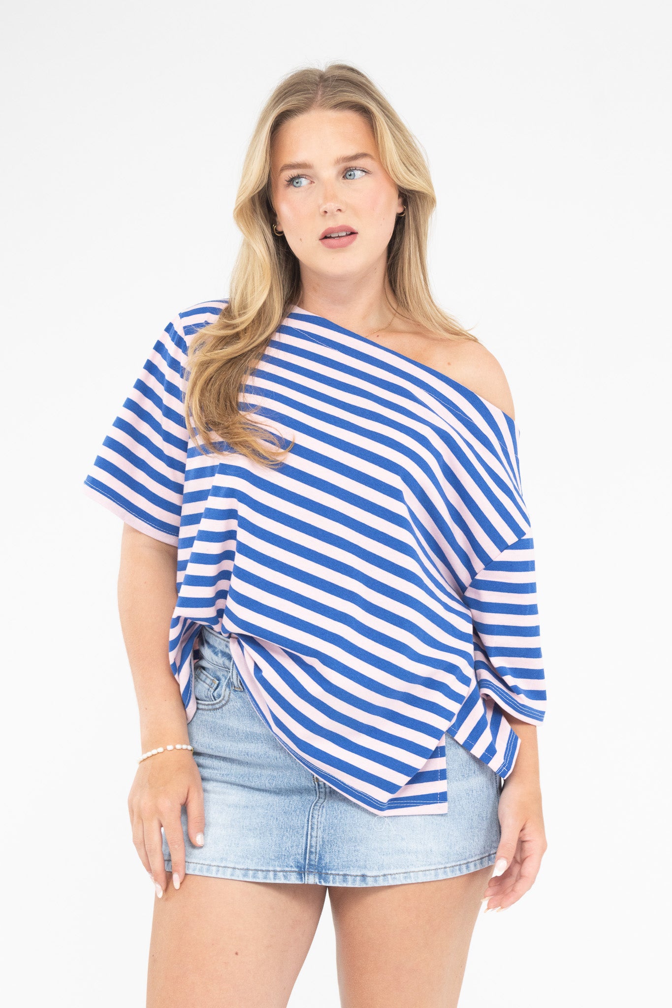 Striped Off Shoulder Tee