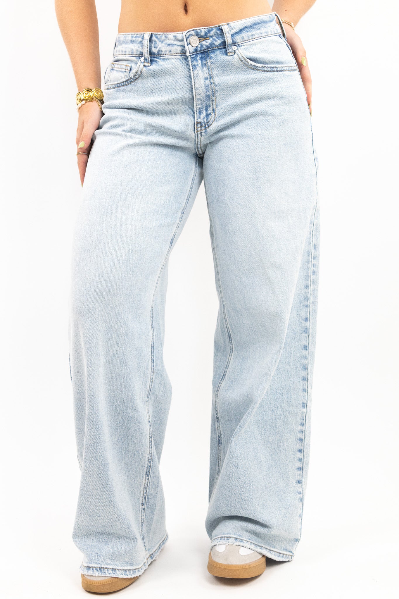 Baggy Fit Wide Leg Jeans - Stretch