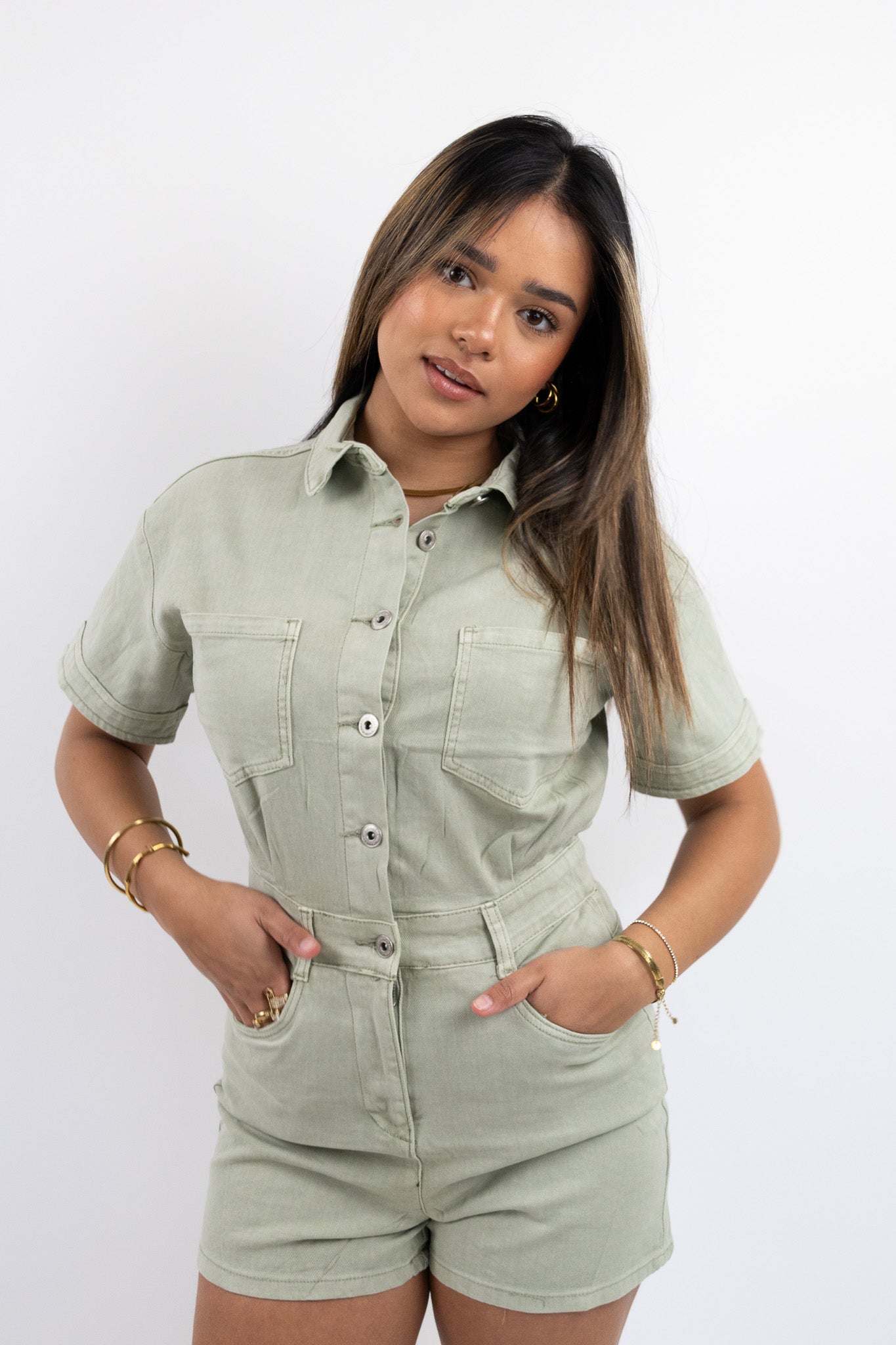 Bodine denim playsuit