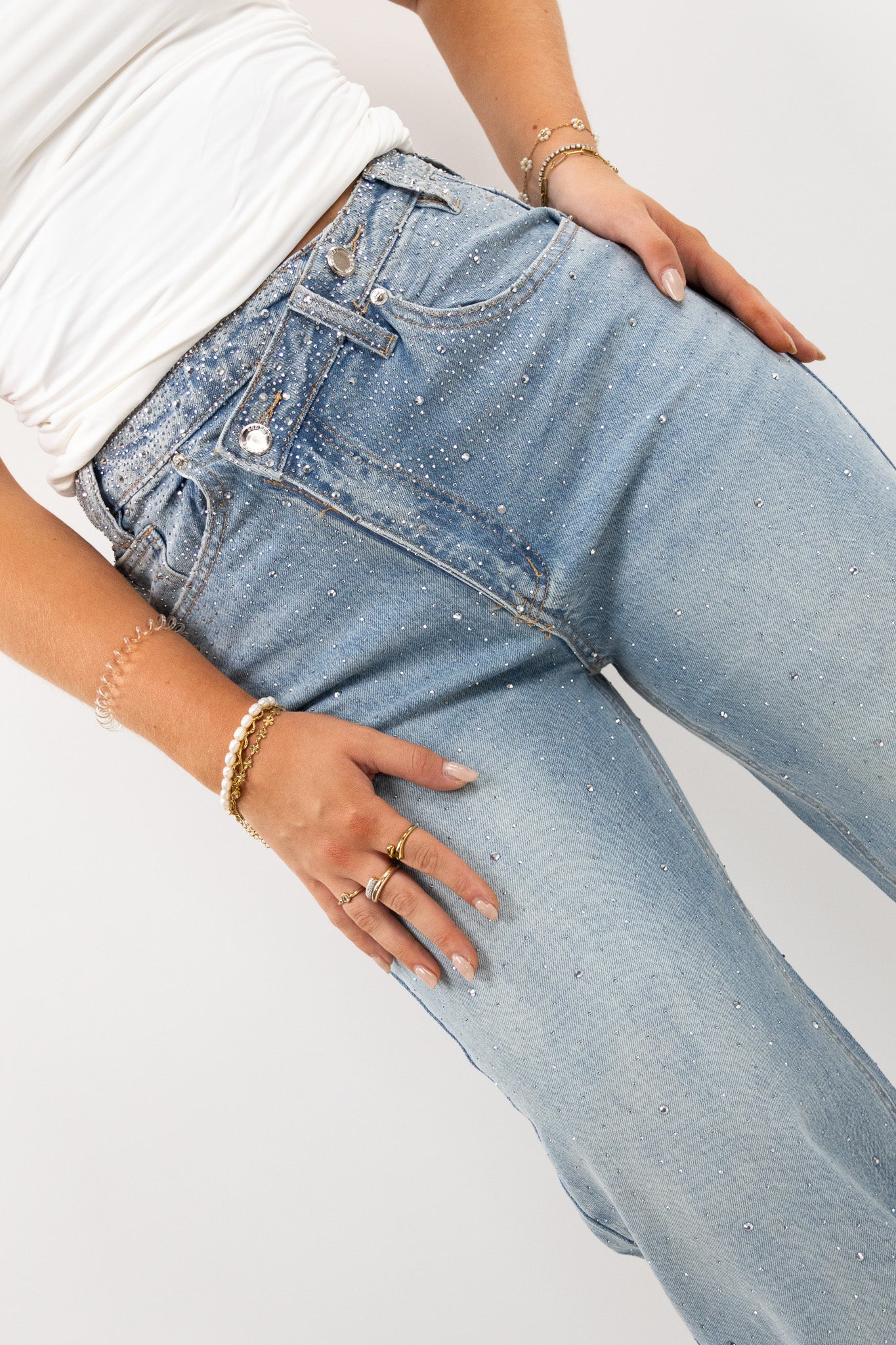 Shimmer wide leg jeans