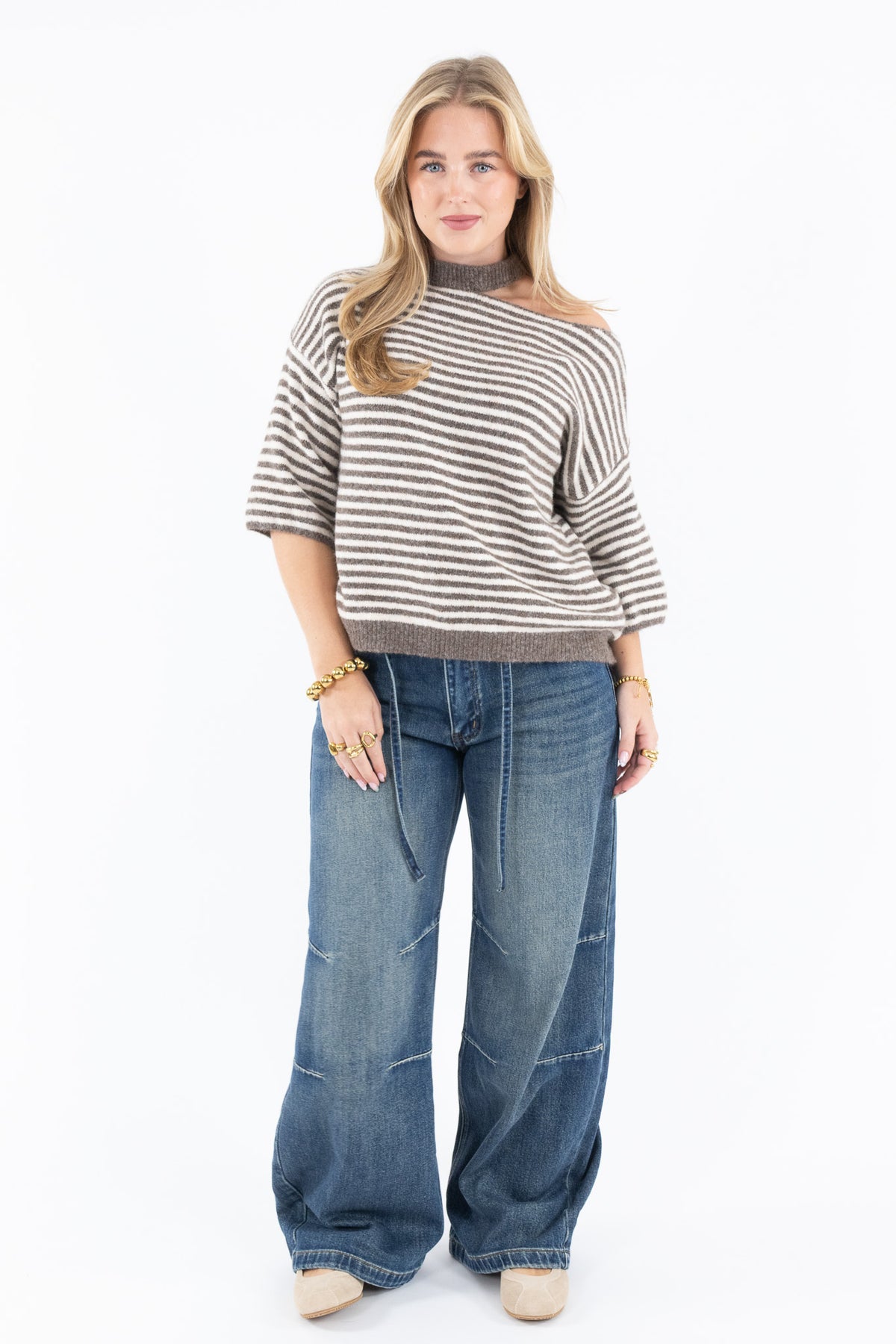 Cut Out Stripe Knit