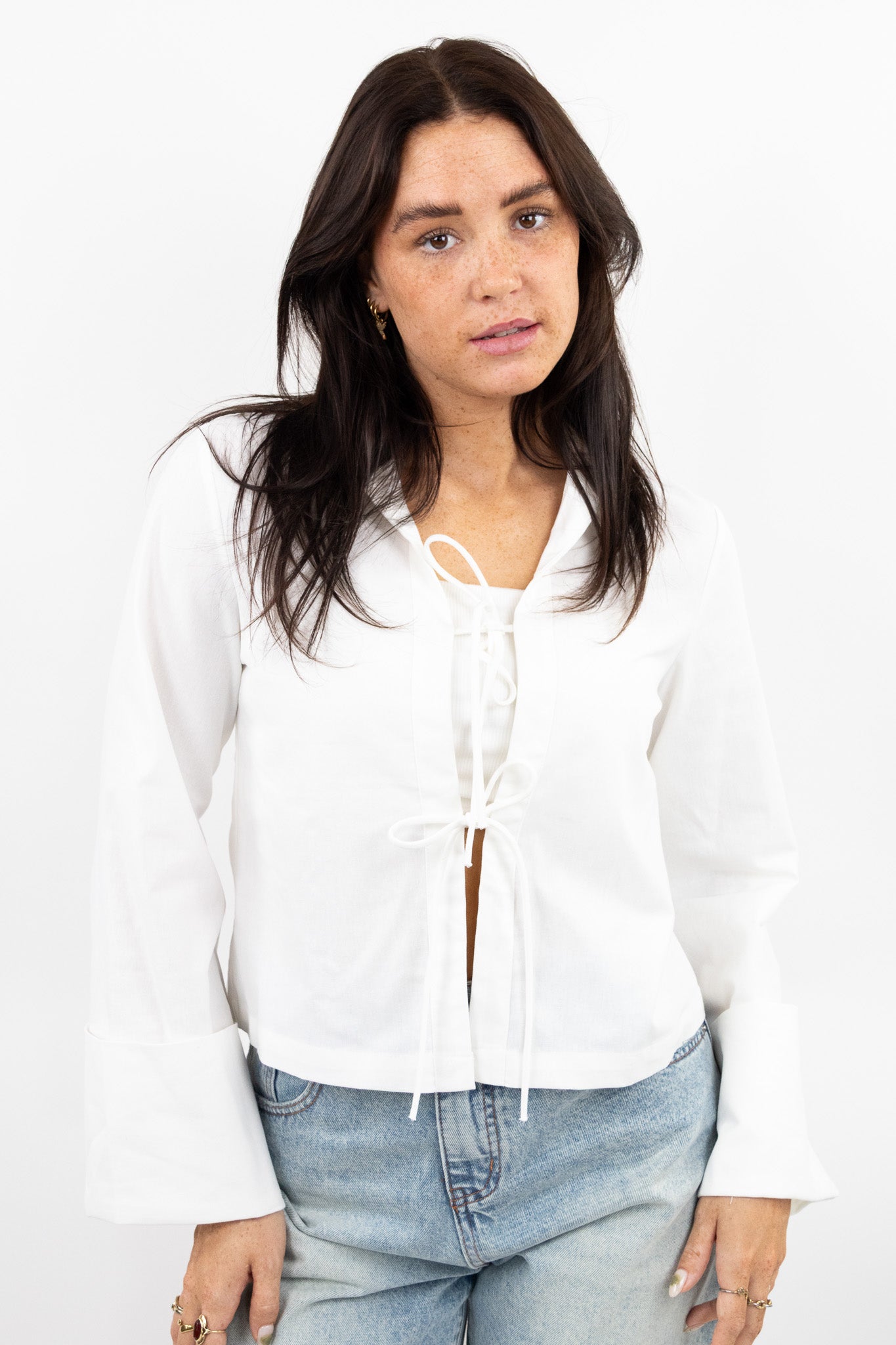 Bow Detail Linen Blouse
