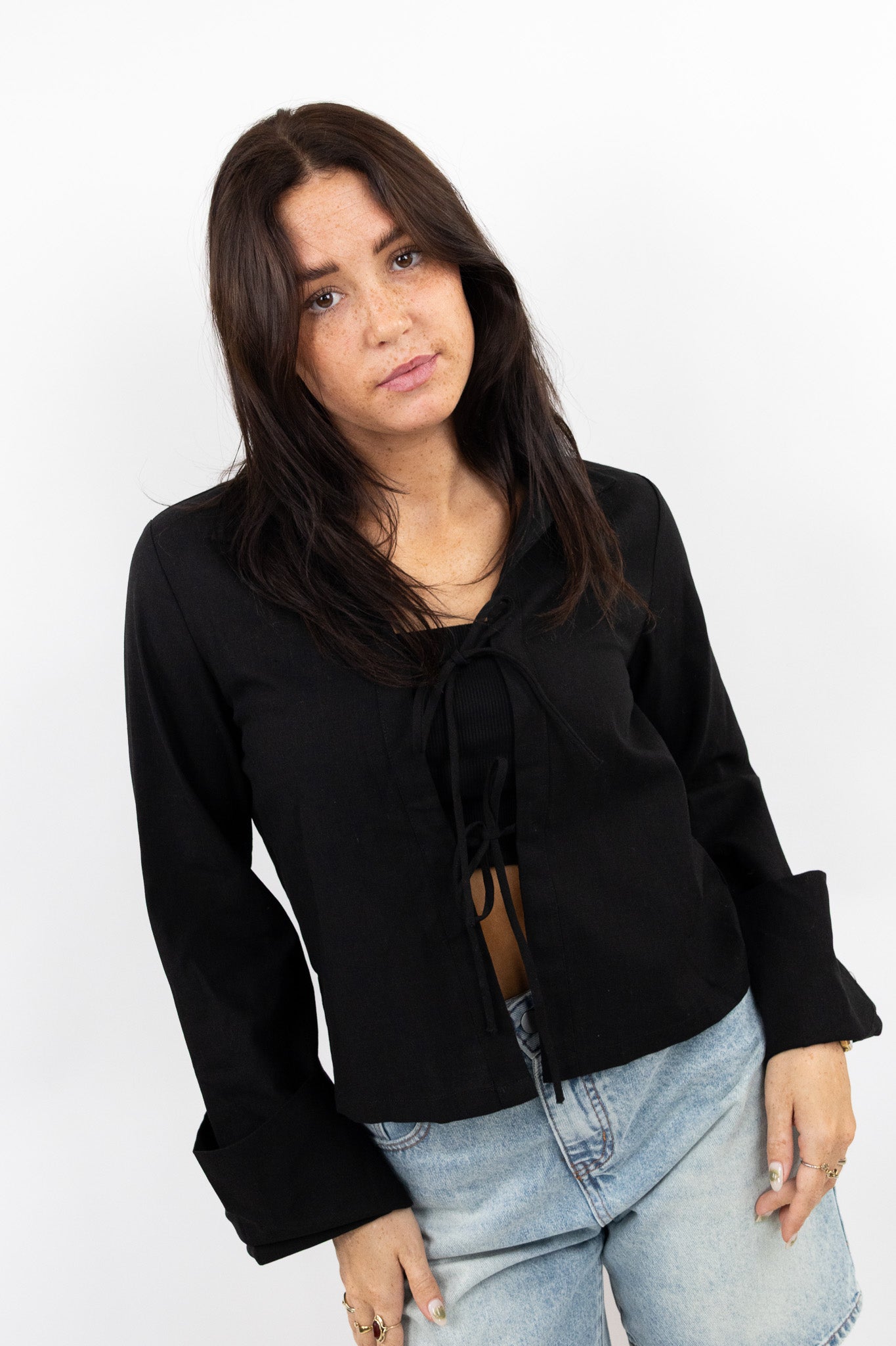 Bow Detail Linen Blouse