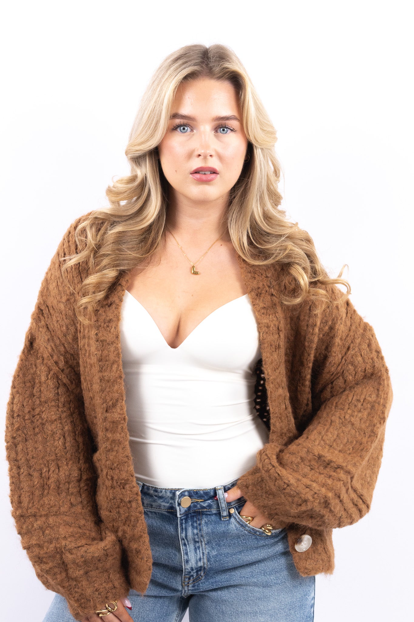 Fuzzy Open Knit Cardigan