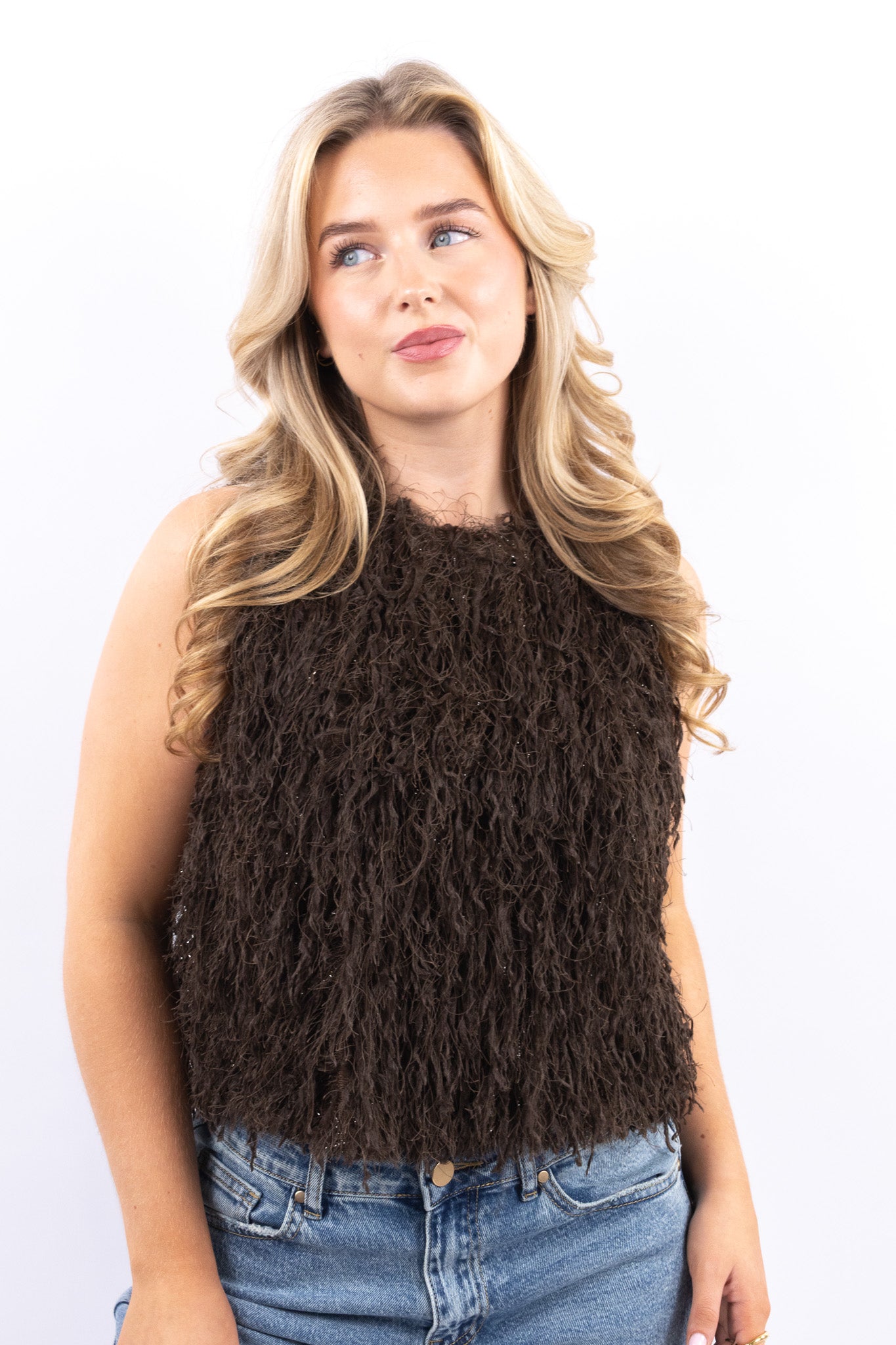 Fluffy Sleeveless Top