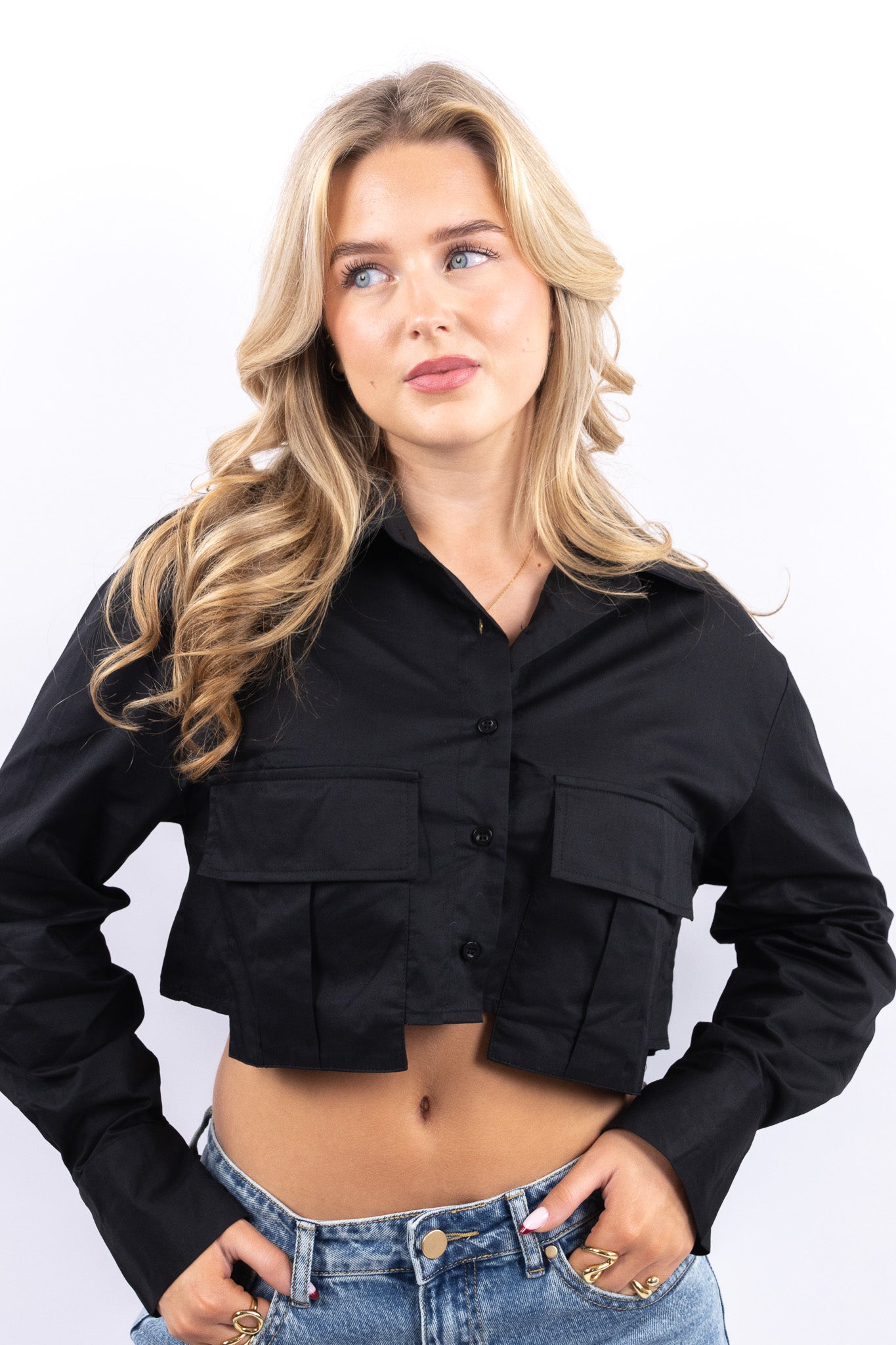 Cropped Pocket Blouse