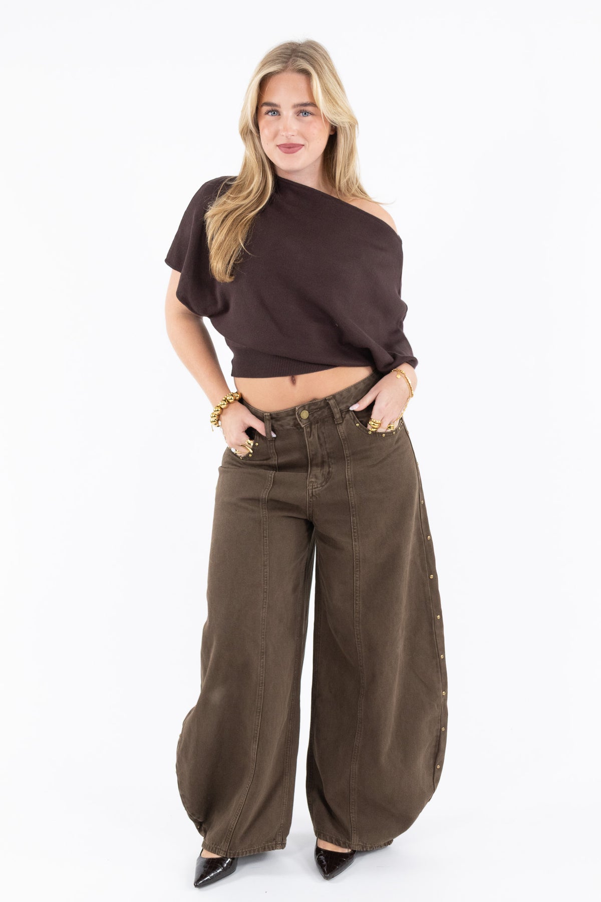 Vintage Studded Balloon Jeans