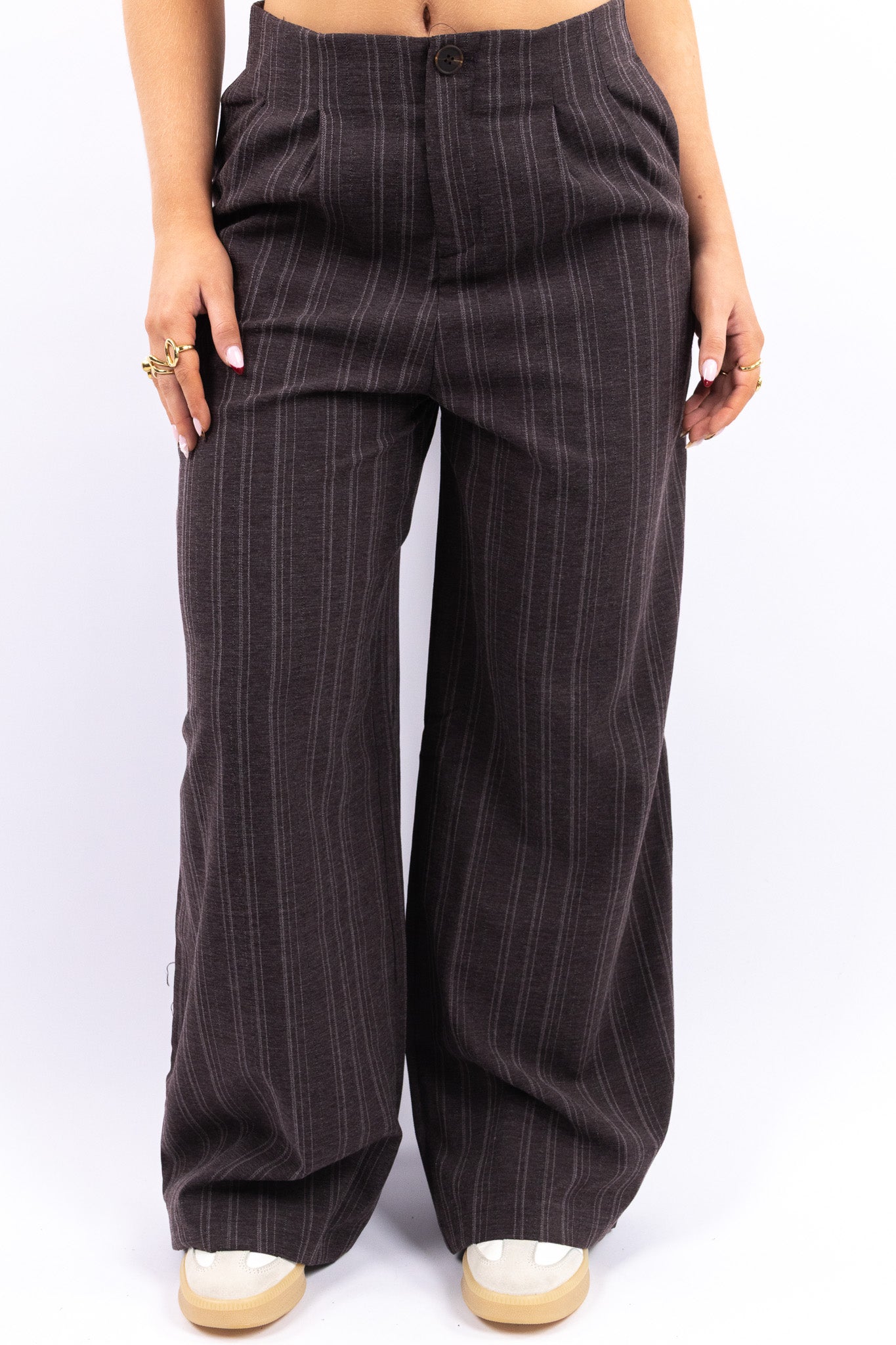 Pinstripe Wide Suit Pants