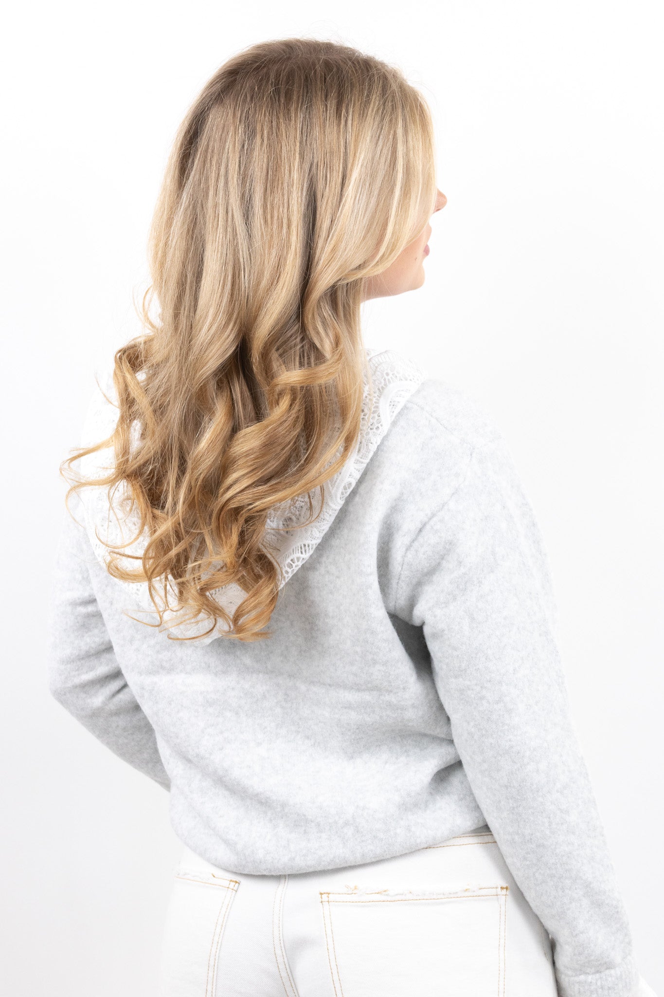 Soft Knit Hoodie with Lace