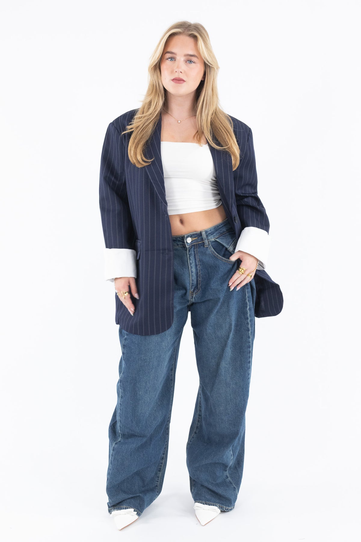 Pinstripe Oversized Blazer