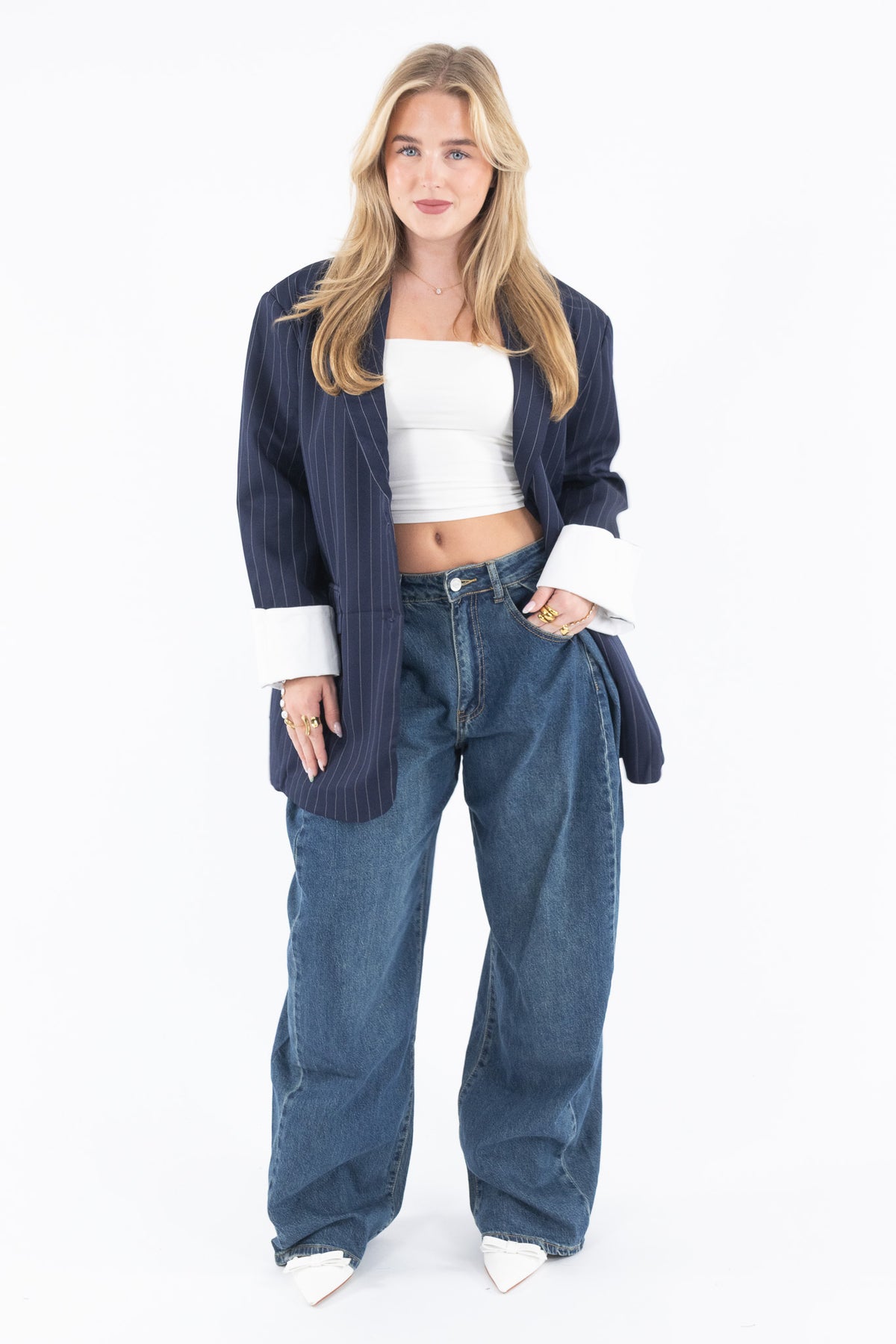 Pinstripe Oversized Blazer