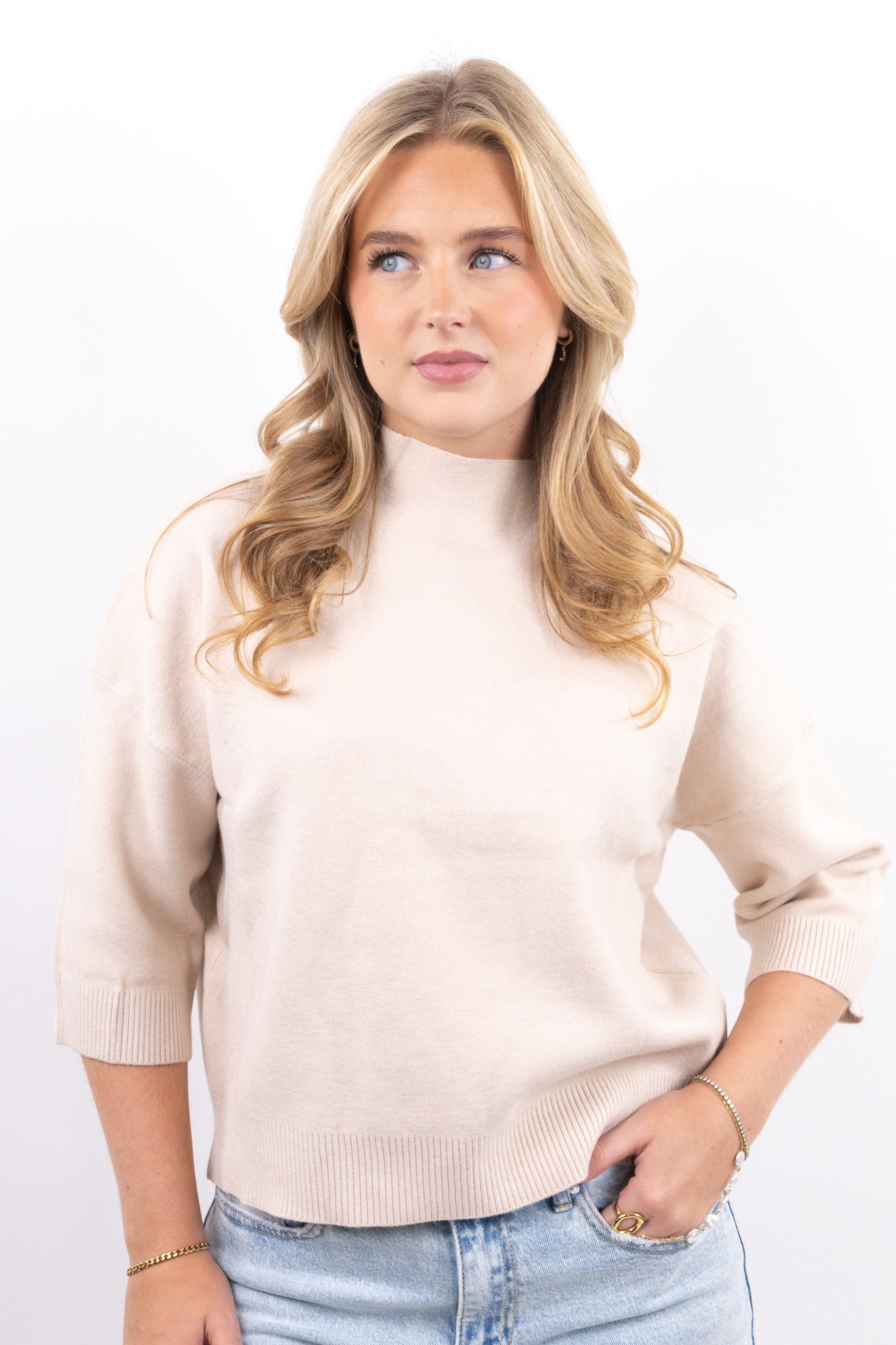 High Neck Knit Top