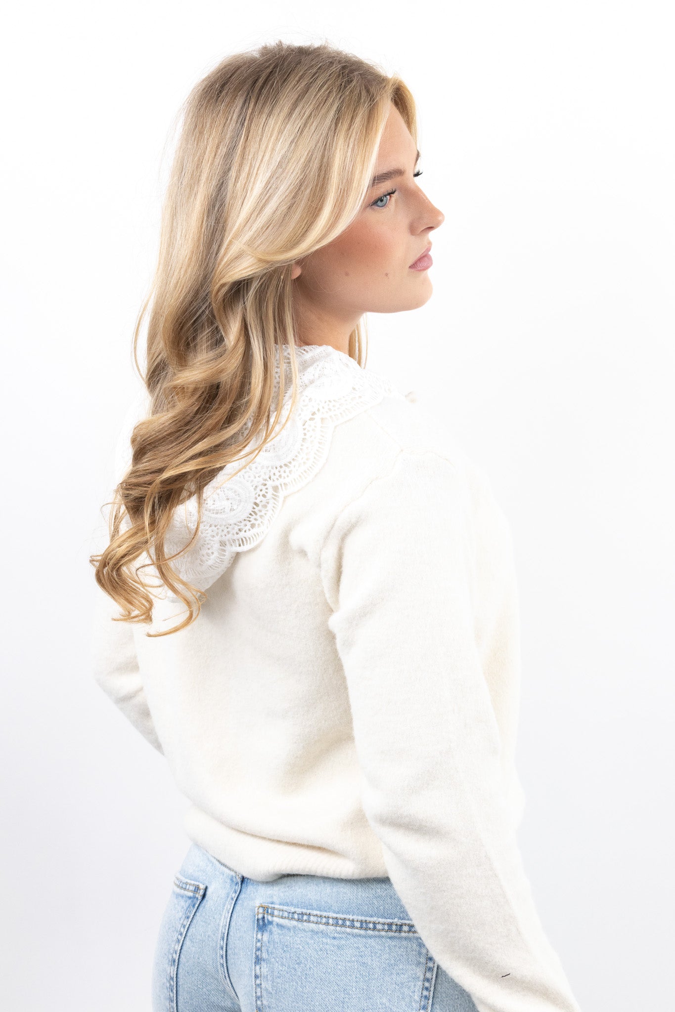 Soft Knit Hoodie with Lace