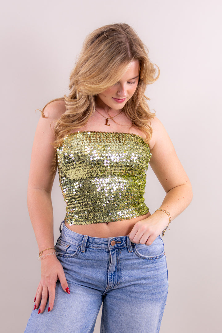 Bobbi glitter strapless top