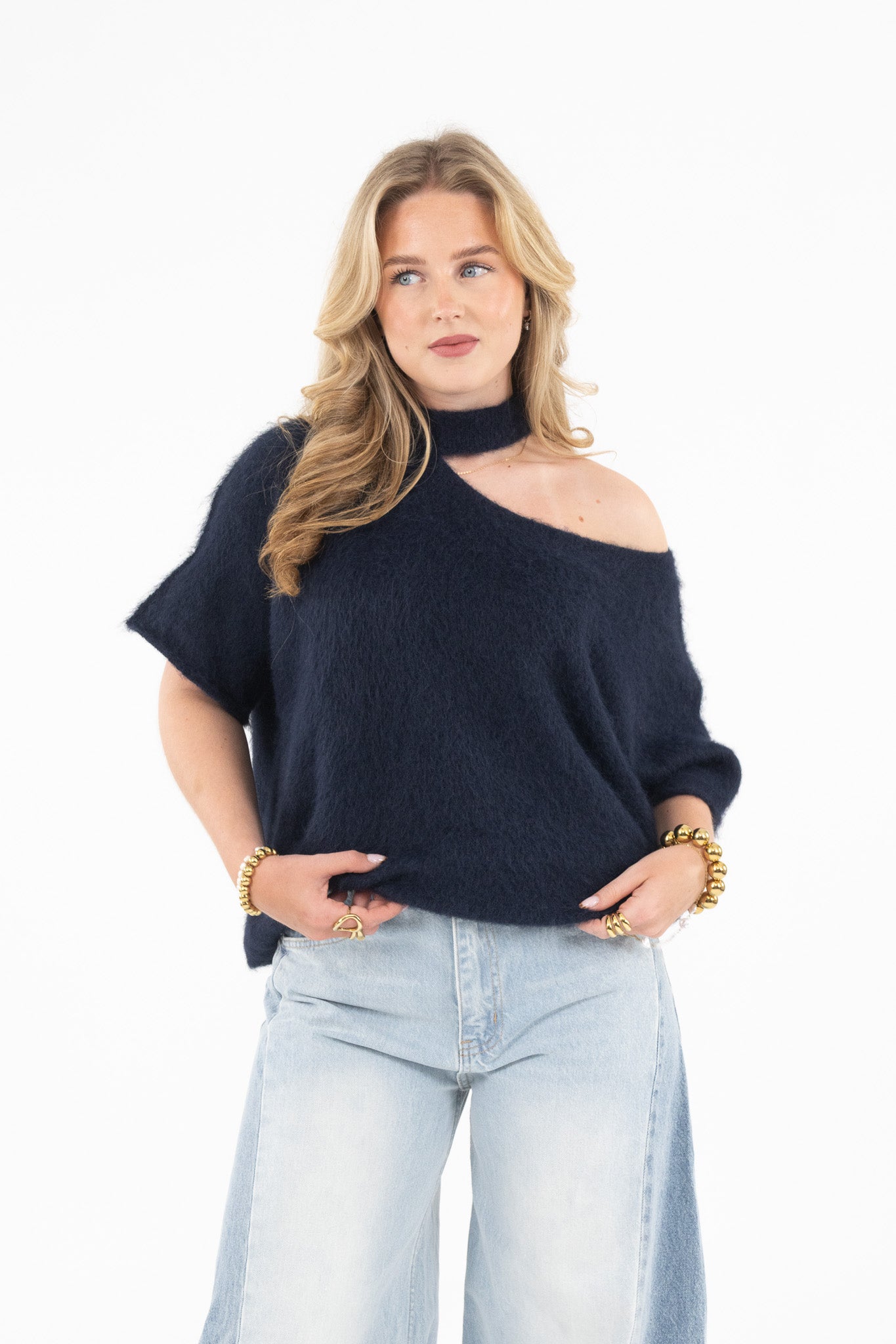 Cut Out Shoulder Knit