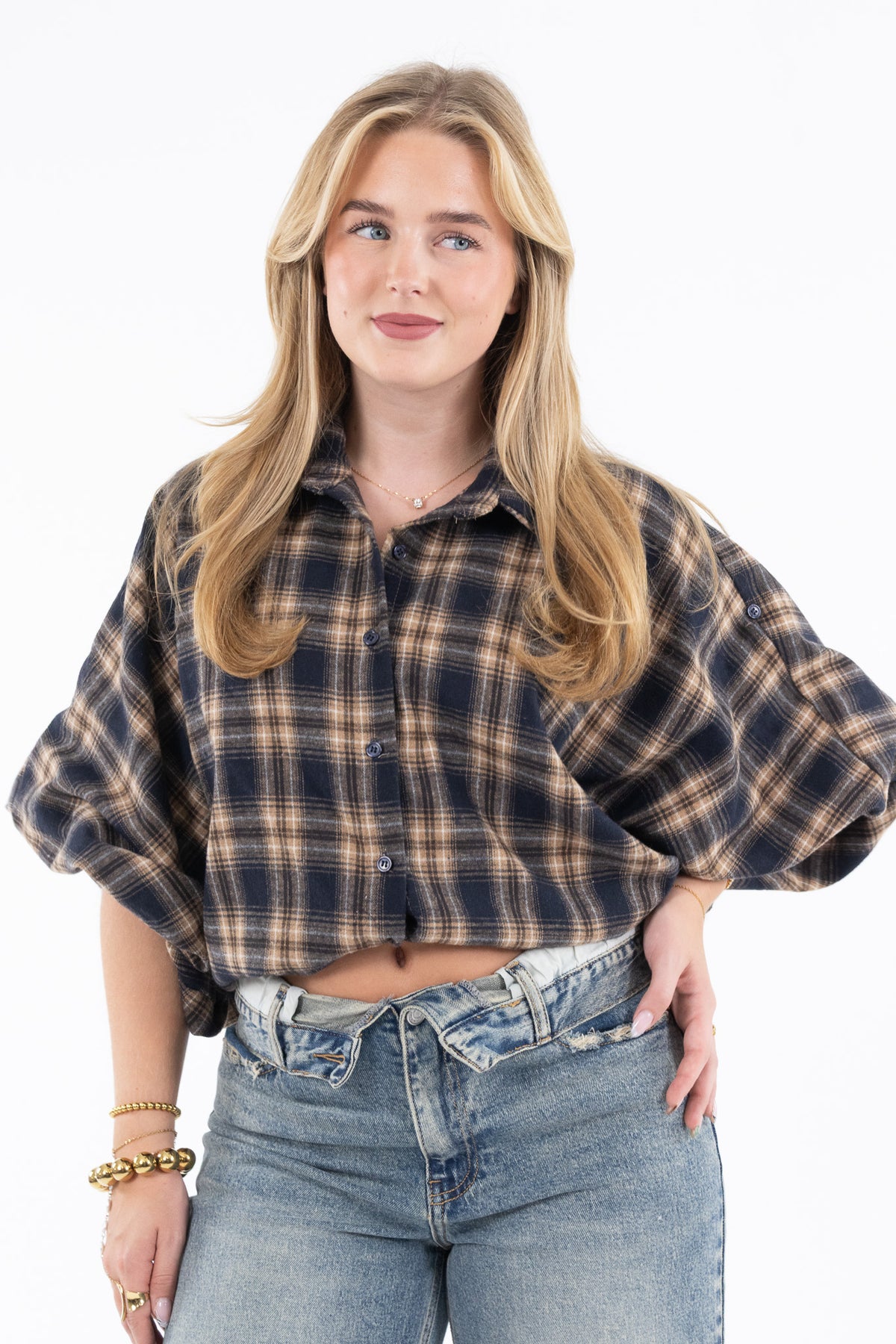 Roxy Check Blouse
