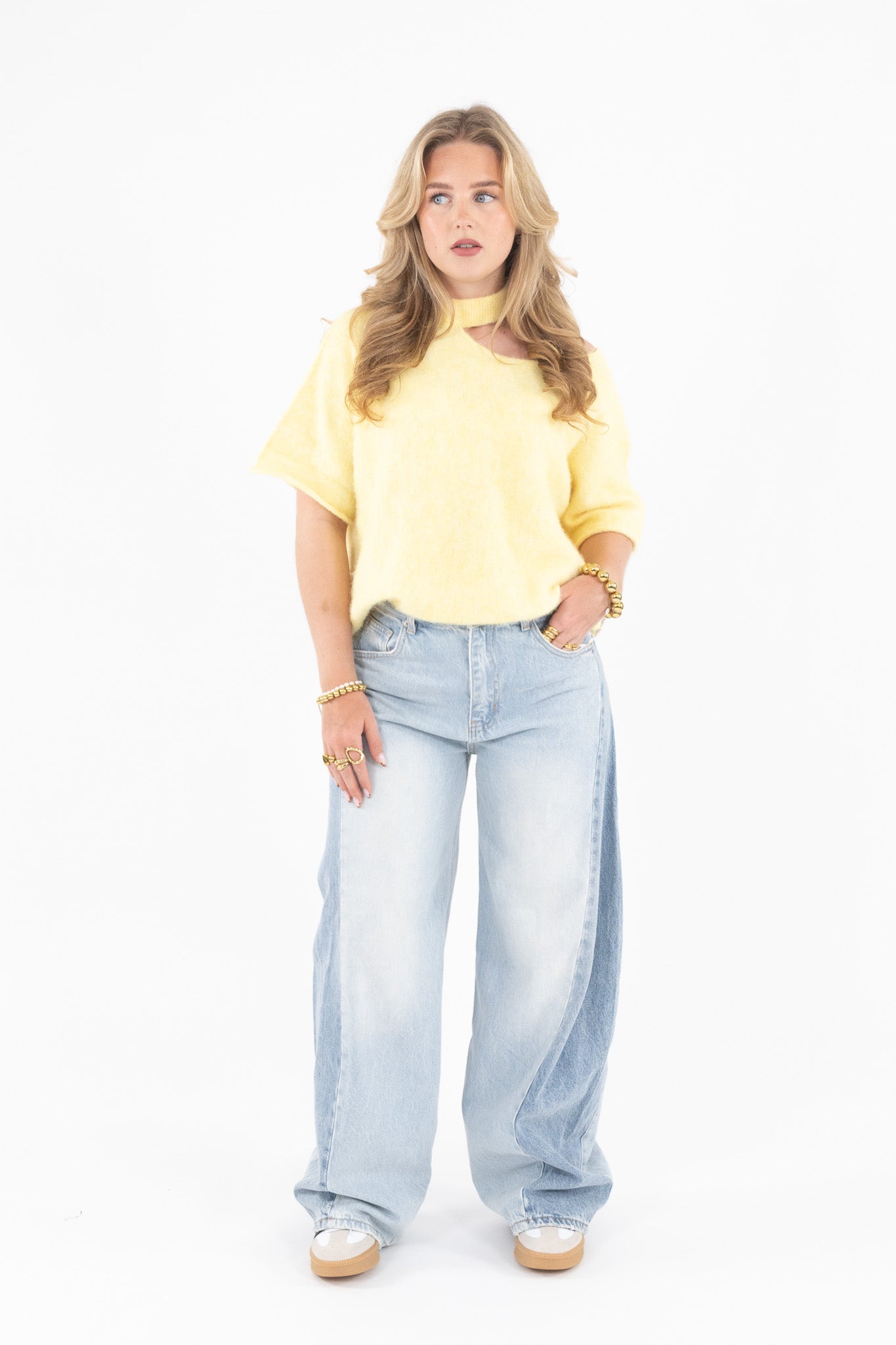 Cut Out Shoulder Knit