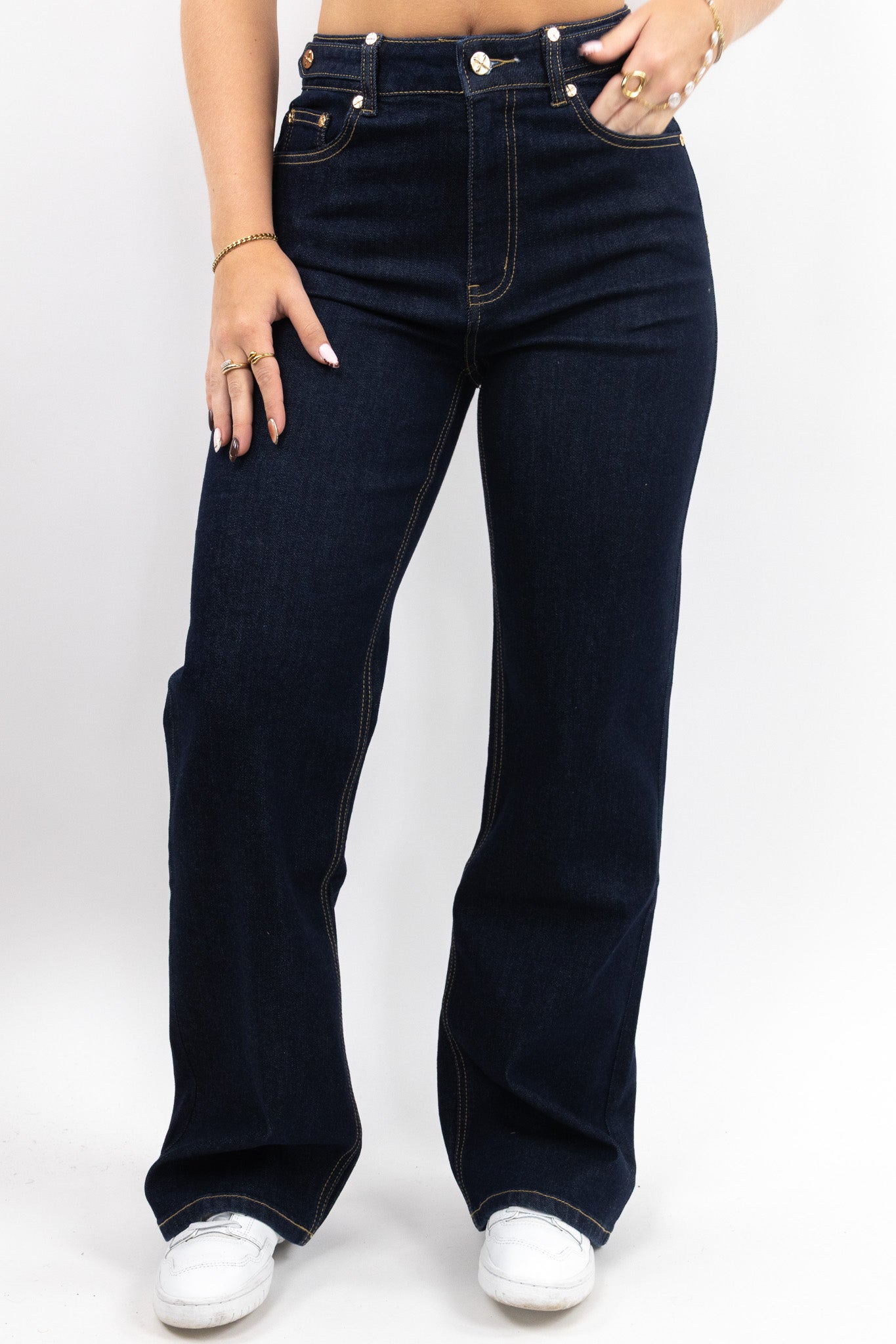 Dark Classic Wide Leg Jeans