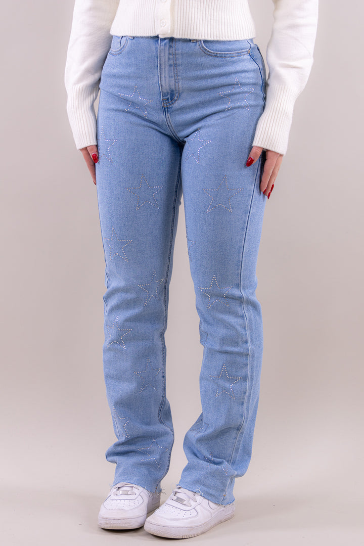 Star glitter straight leg jeans