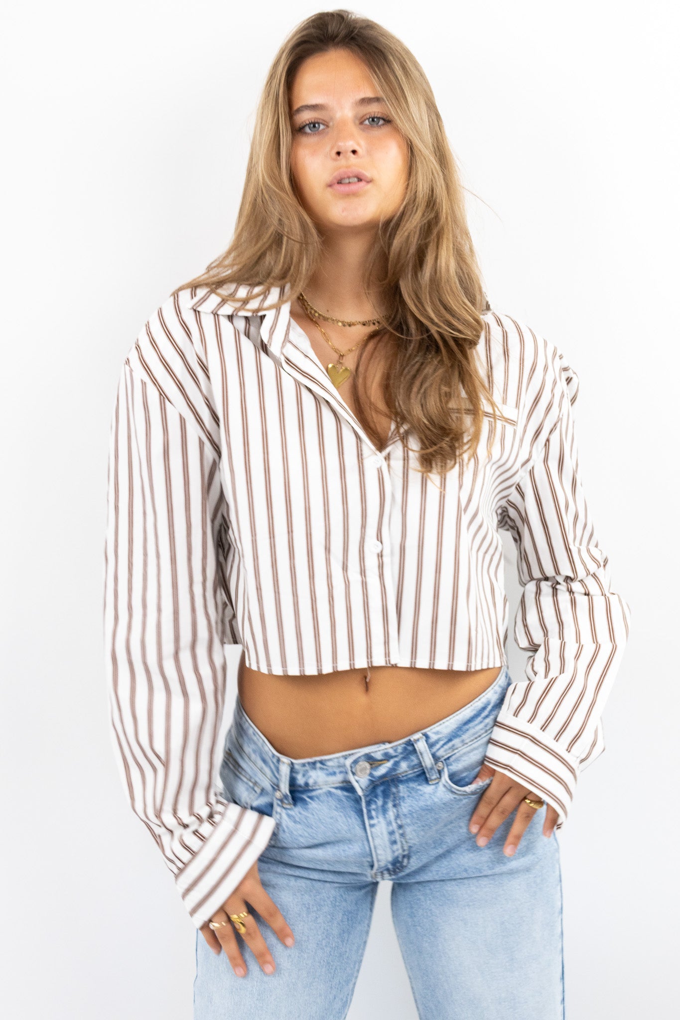 Striped Open Back Blouse