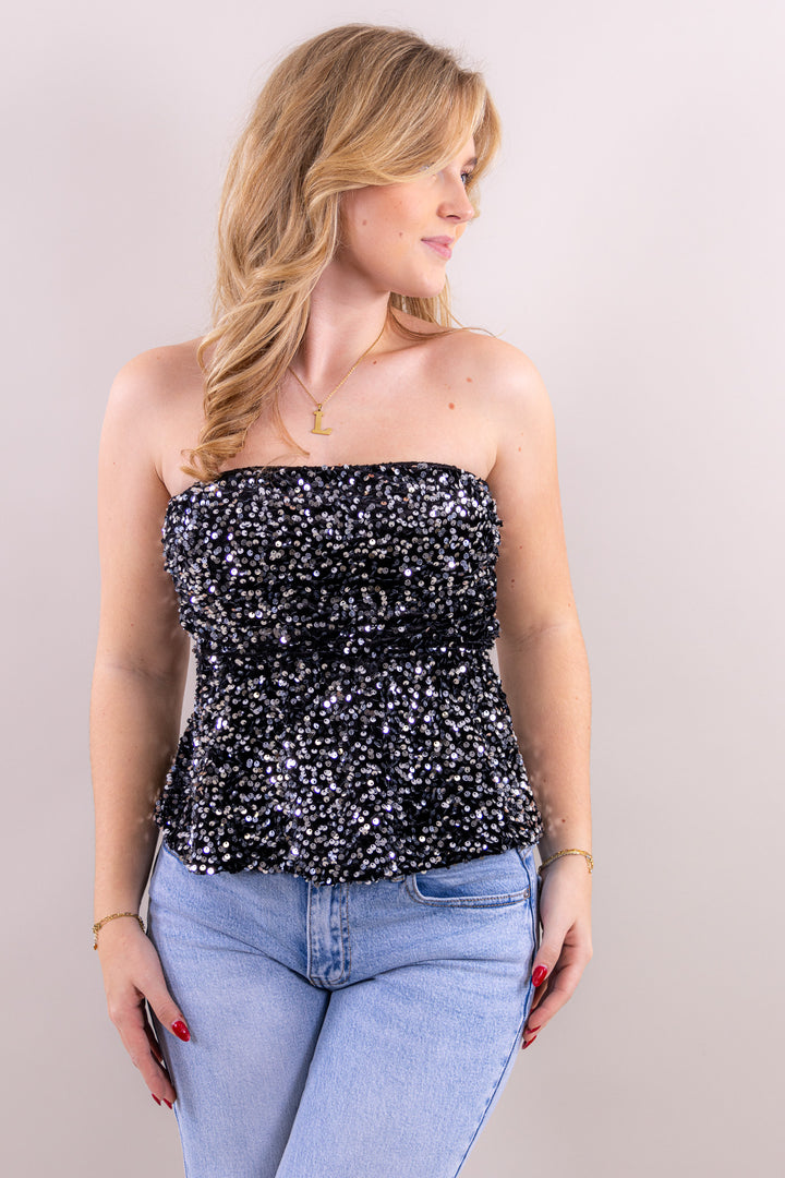 Charlotte peplum glitter top