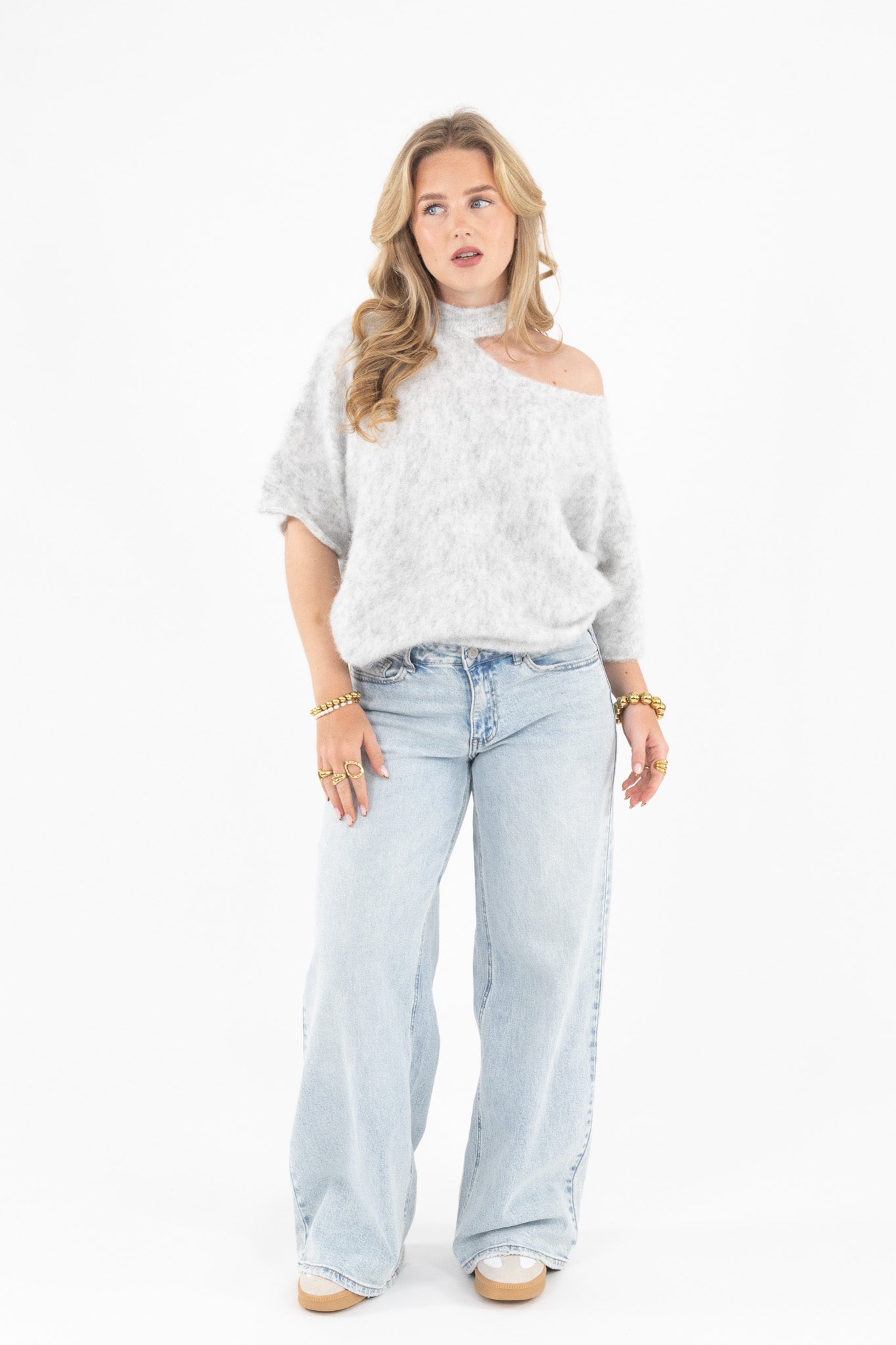 Cut Out Shoulder Knit