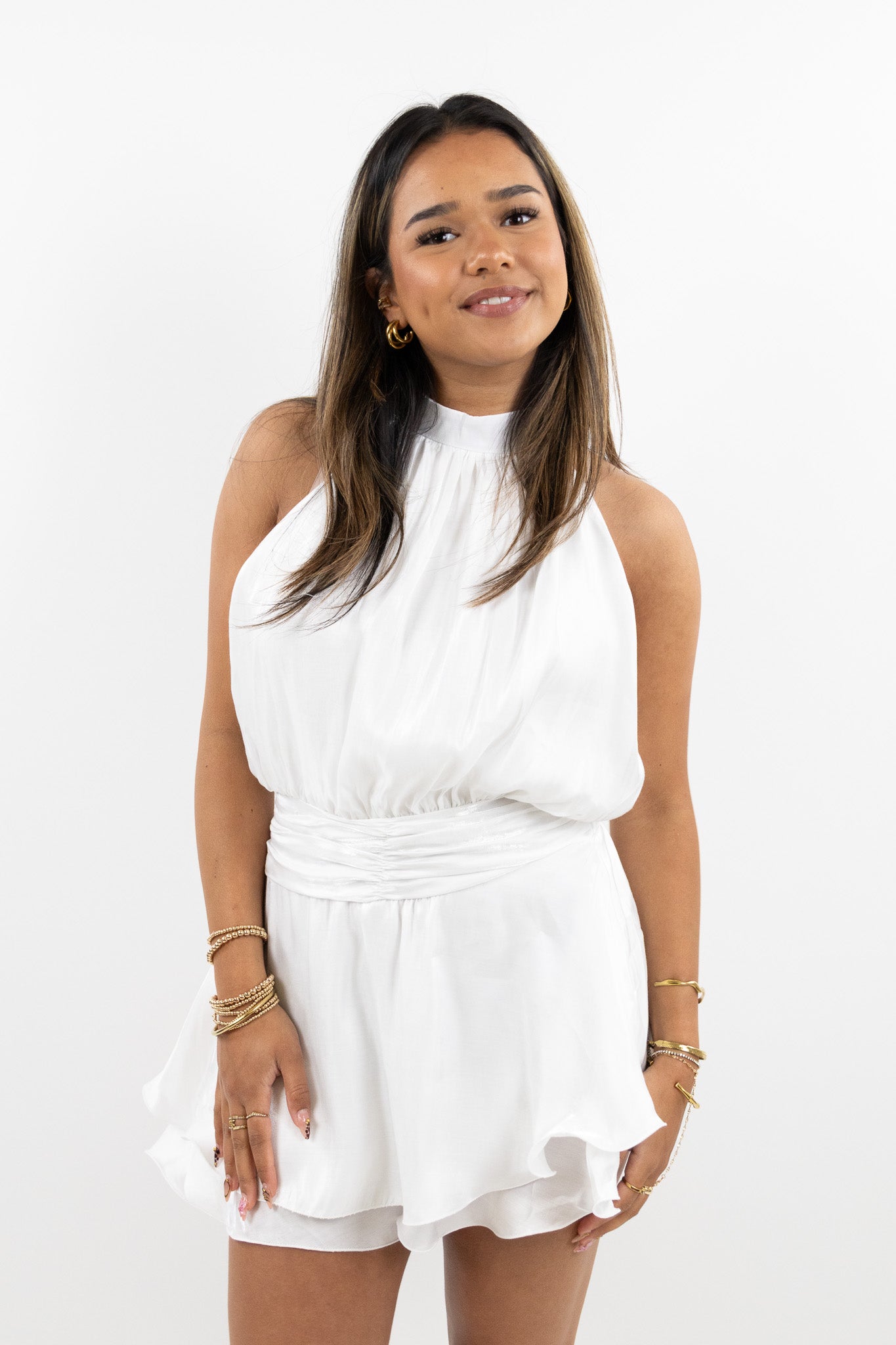 Rhea satin playsuit