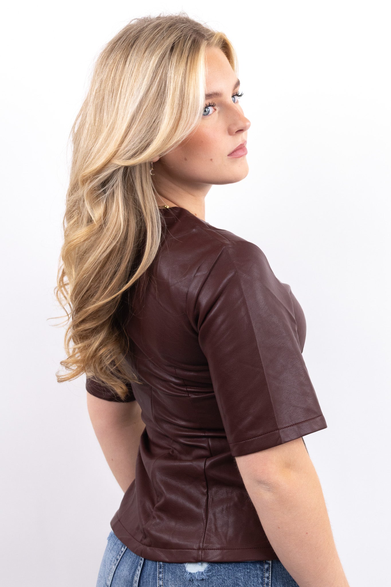 Faux Leather Fitted Top