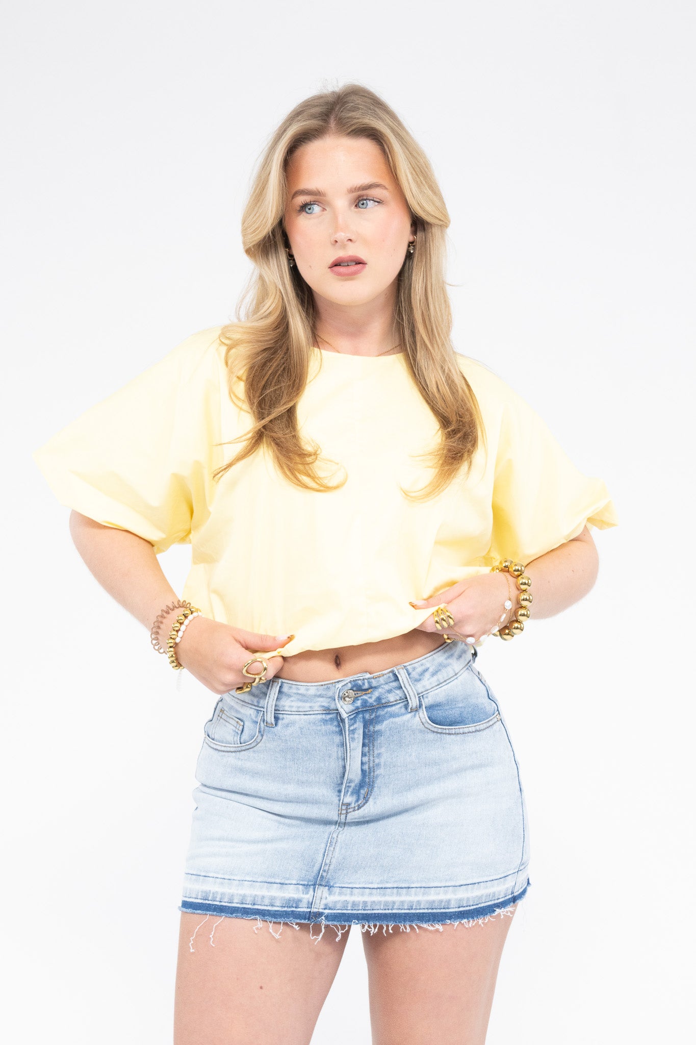 Cropped Balloon Blouse