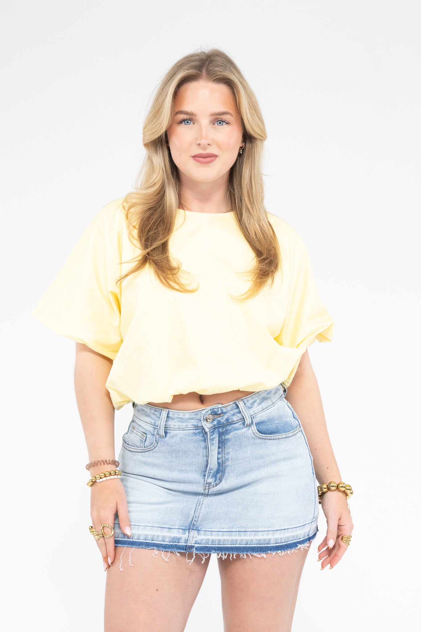 Cropped Balloon Blouse