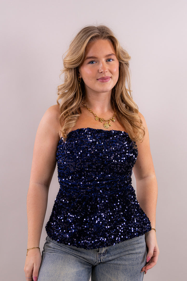 Charlotte peplum glitter top