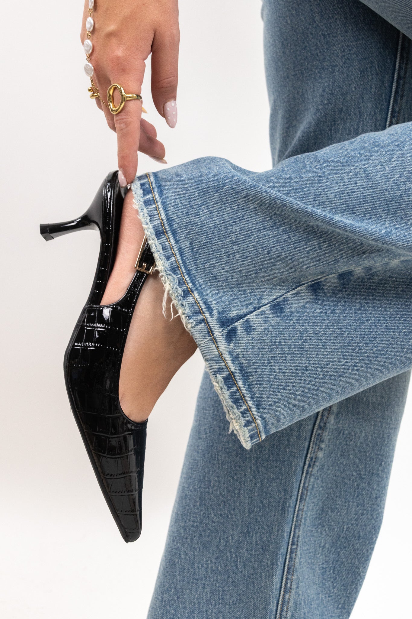 Elegant Croco Kitten Heels