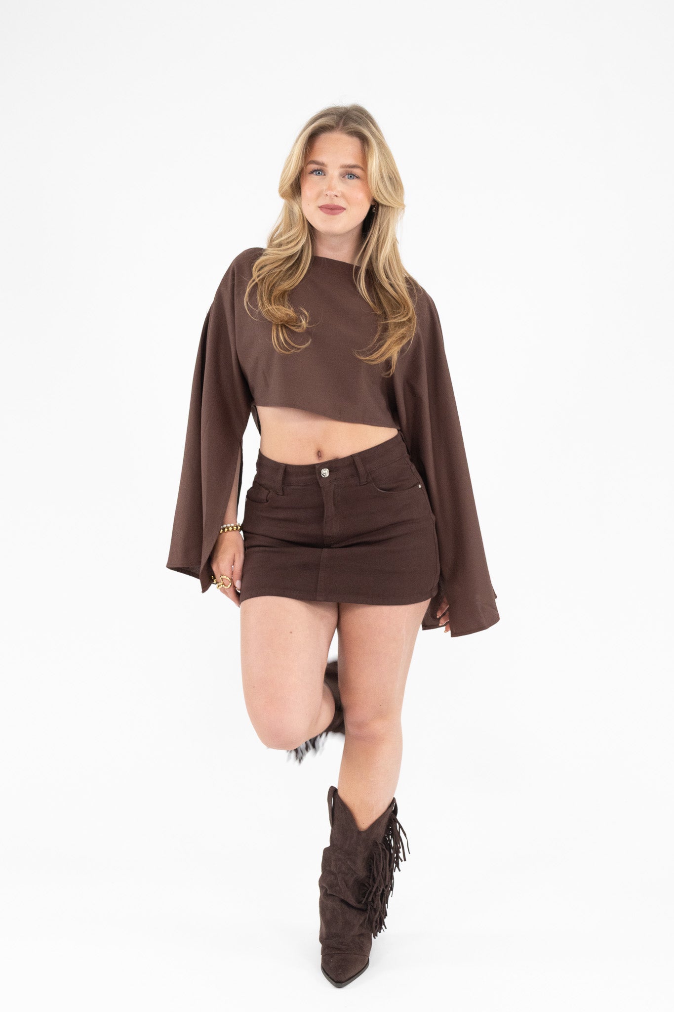 Flare Sleeve Crop Top