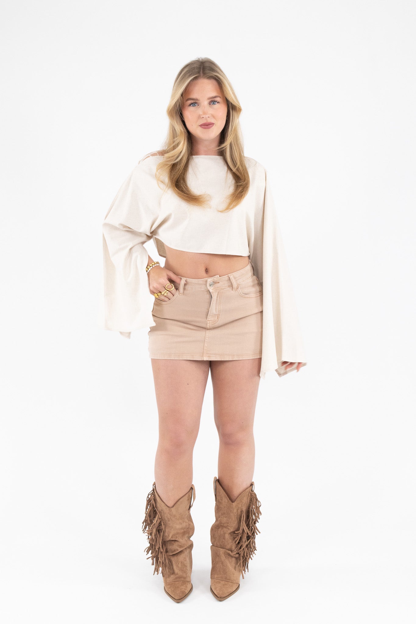 Flare Sleeve Crop Top