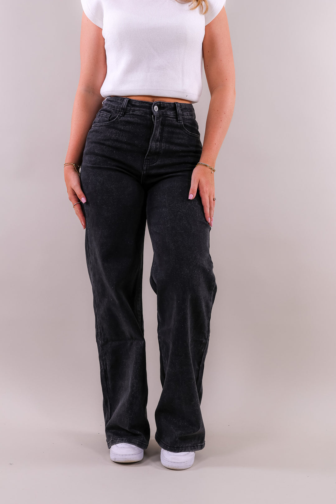 Yana wide leg jeans - donker grijs