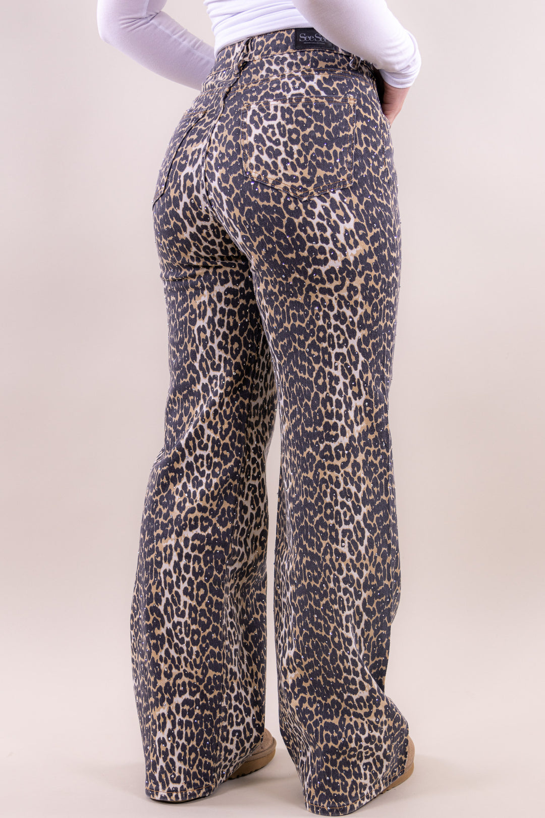 Noom leopard glitter jeans - stretch